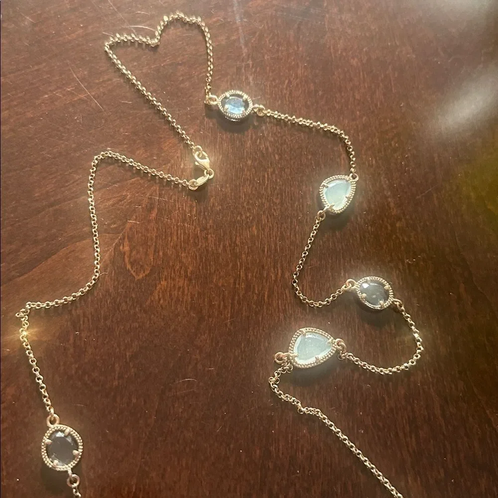 Dyadema Gemstone Sterling Silver Rose Gold Italian Necklace 17”